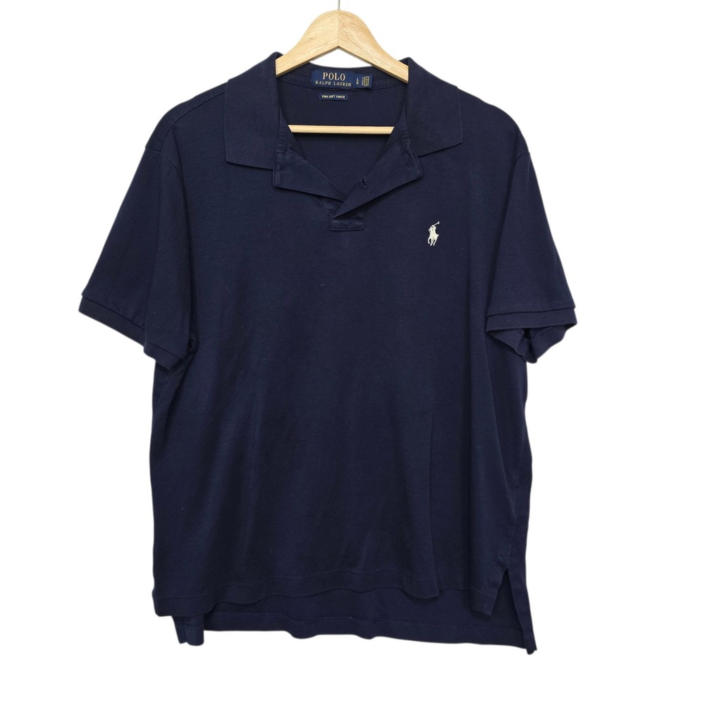 Polo Ralph Lauren Mens Pima Soft Touch Polo Shirt Navy Blue Large Short Sleeve